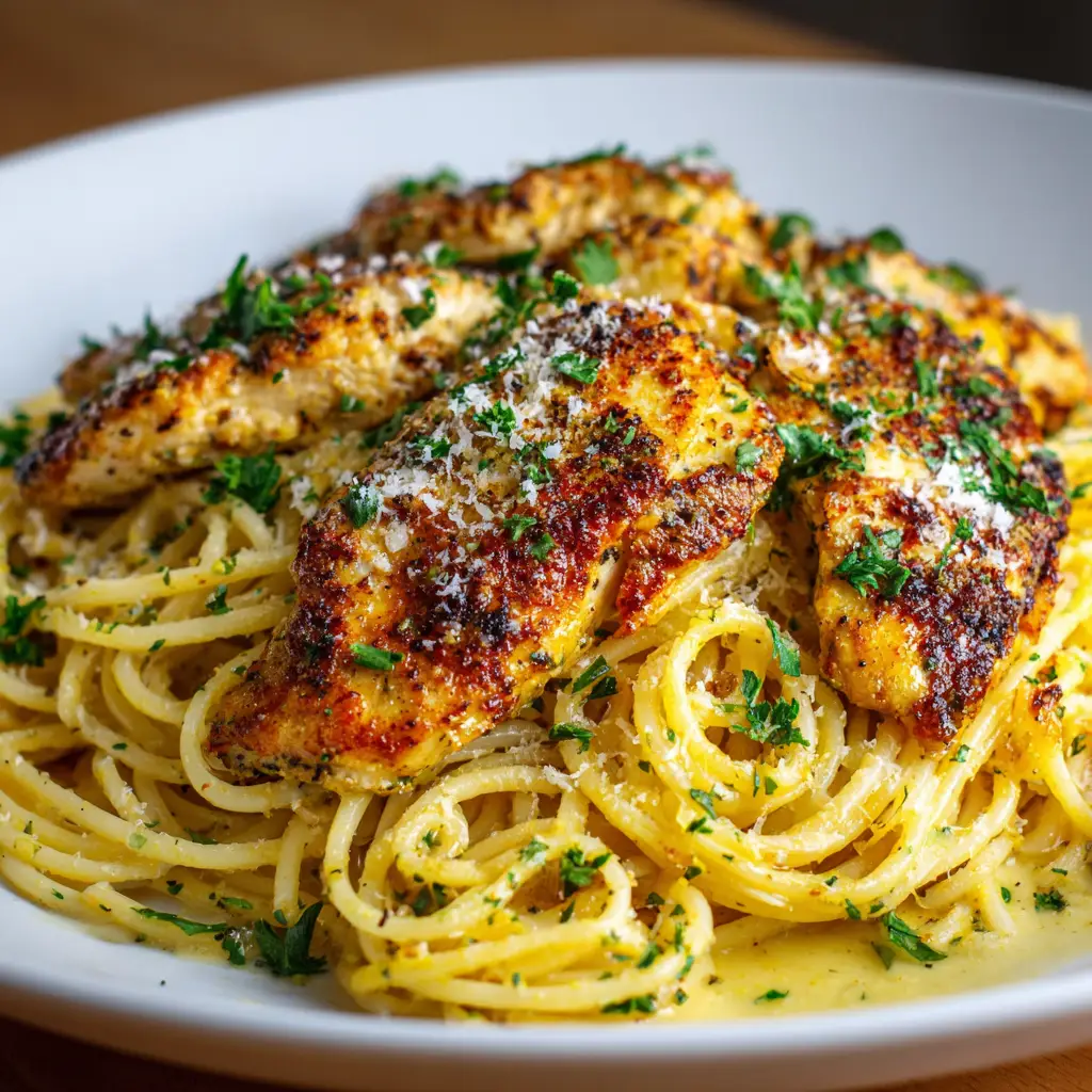 Cacio e Pepe–Inspired Pasta with Lemon Paprika Chicken Delights!