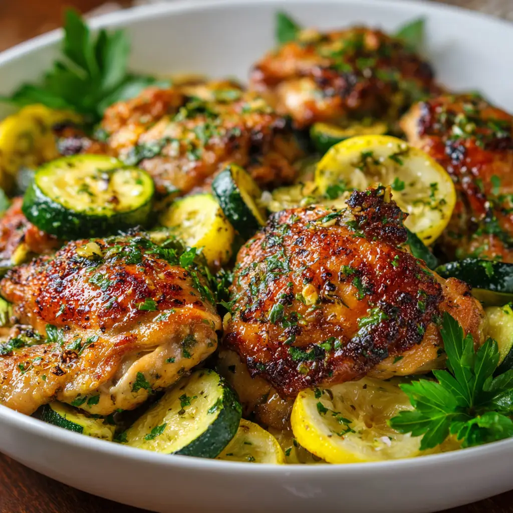 Easy Lemon Garlic Chicken Thighs &amp; Zucchini for Dinner Delight!