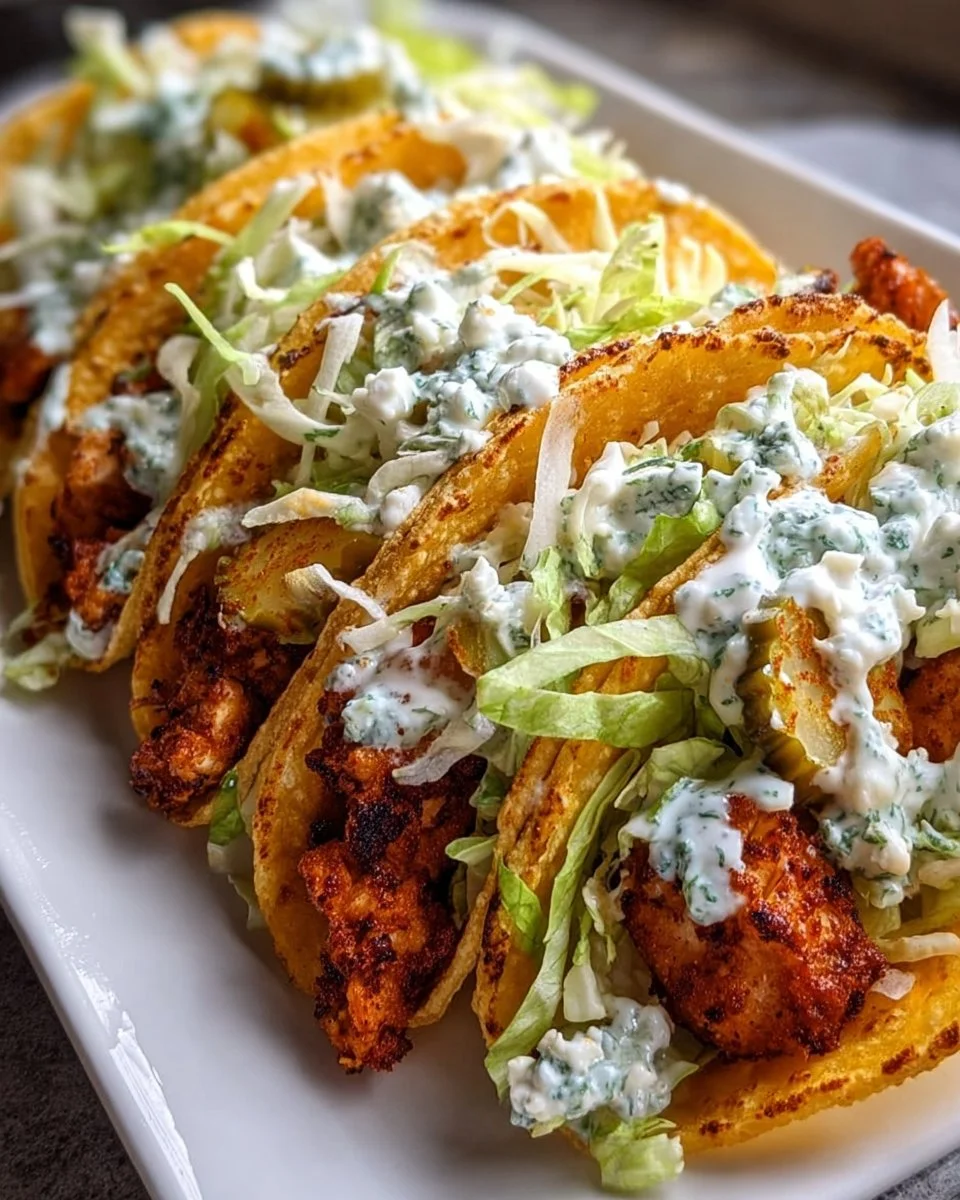 Dill Pickle Ranch Smash Chicken Tacos with Crispy Cheese Delight