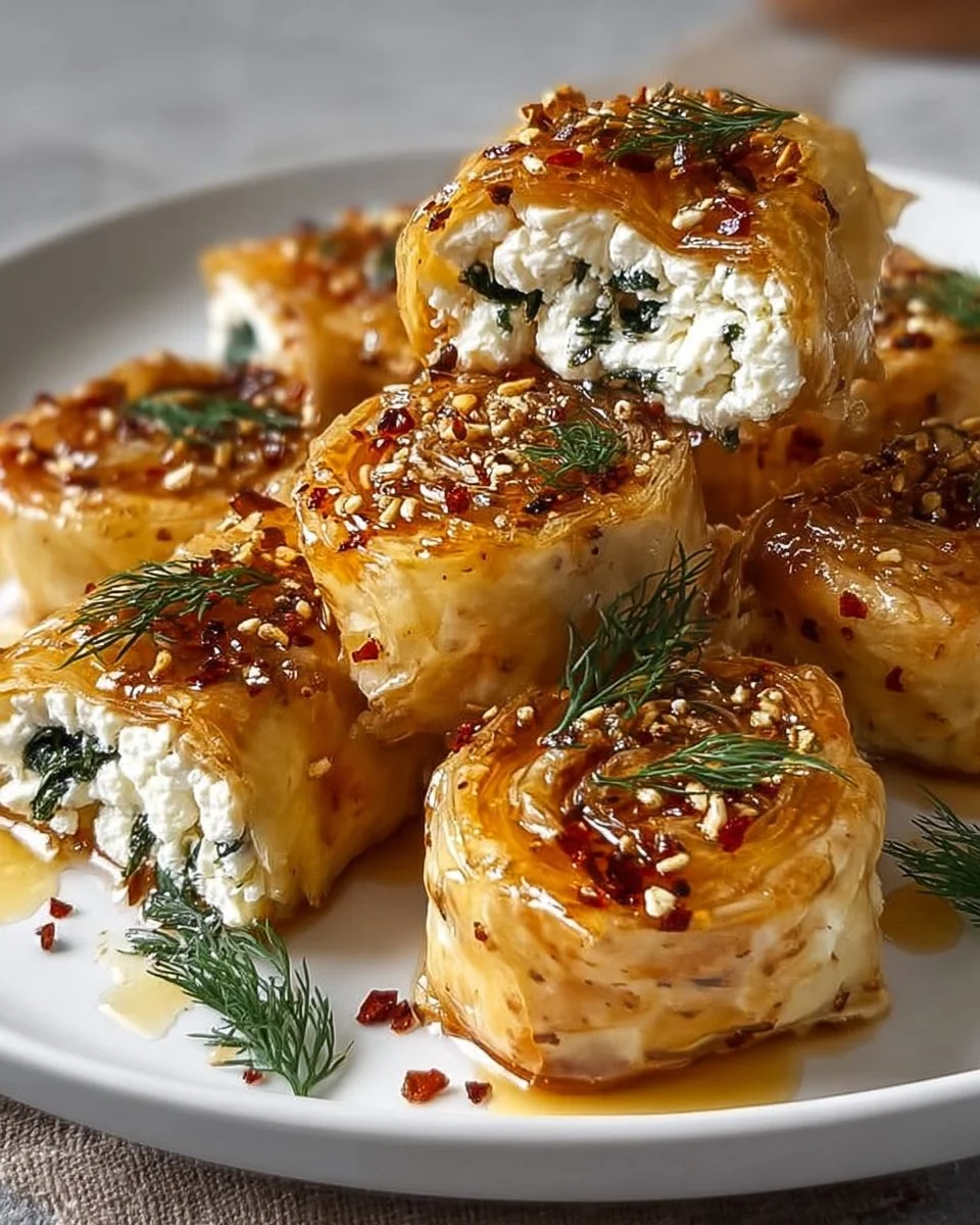 Indulgent Oven Fried Feta Rolls with Chili Honey Magic