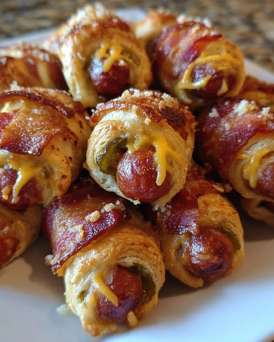 Jalapeño Popper Pigs in a Blanket appetizer on a platter