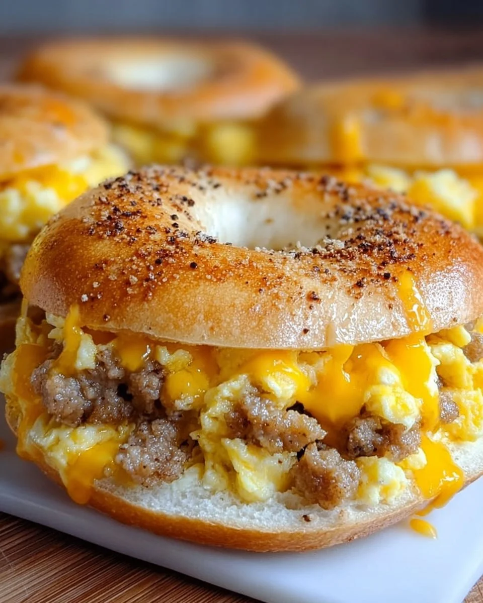 Sausage, Egg and Cheese Breakfast Bagels