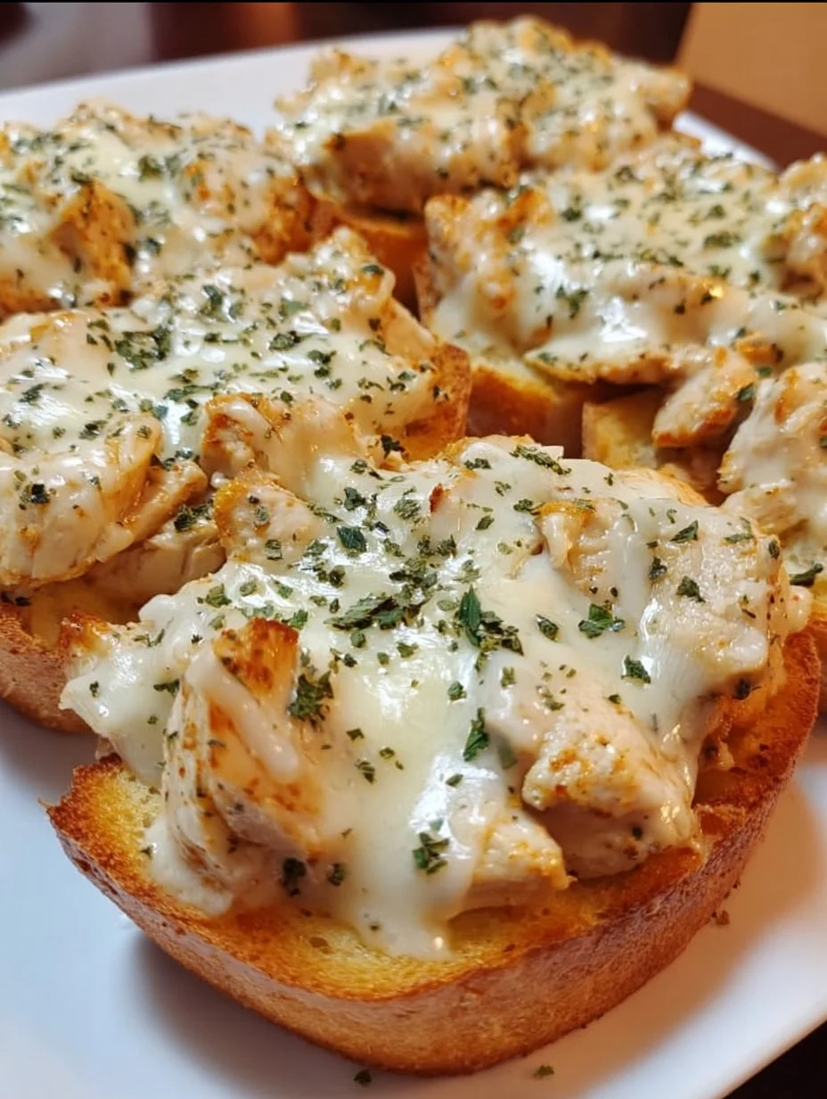 Chicken Alfredo Garlic Toast