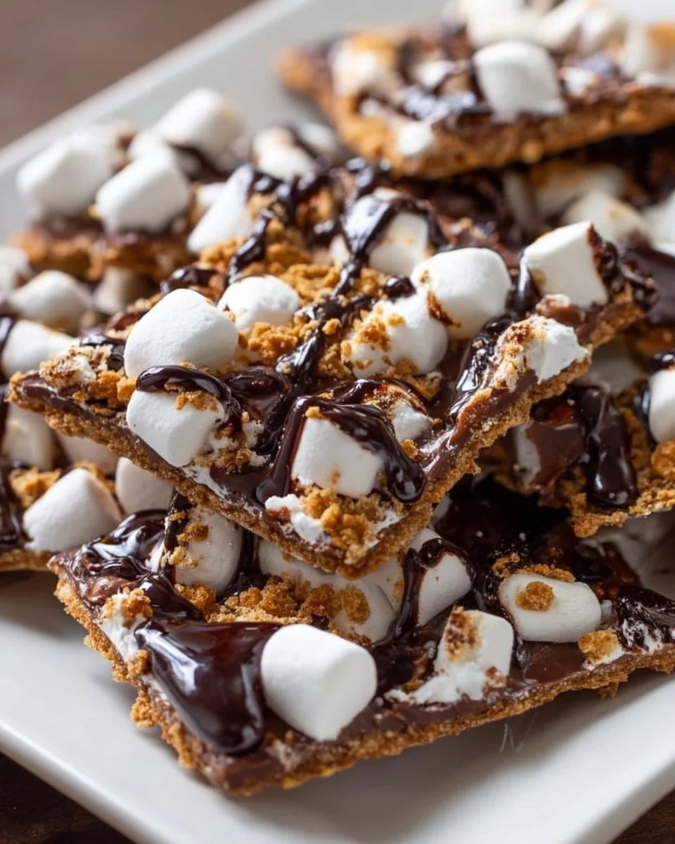 Chocolate and Marshmallow Loaded S’mores Bark