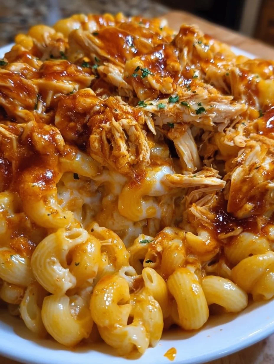 Crockpot BBQ Chicken Mac &amp; Cheese