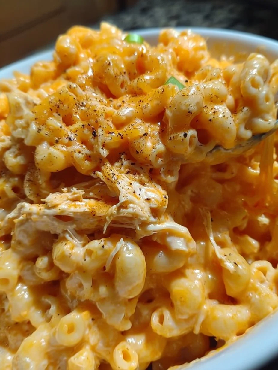 Crockpot Buffalo Chicken Macaroni and Cheese