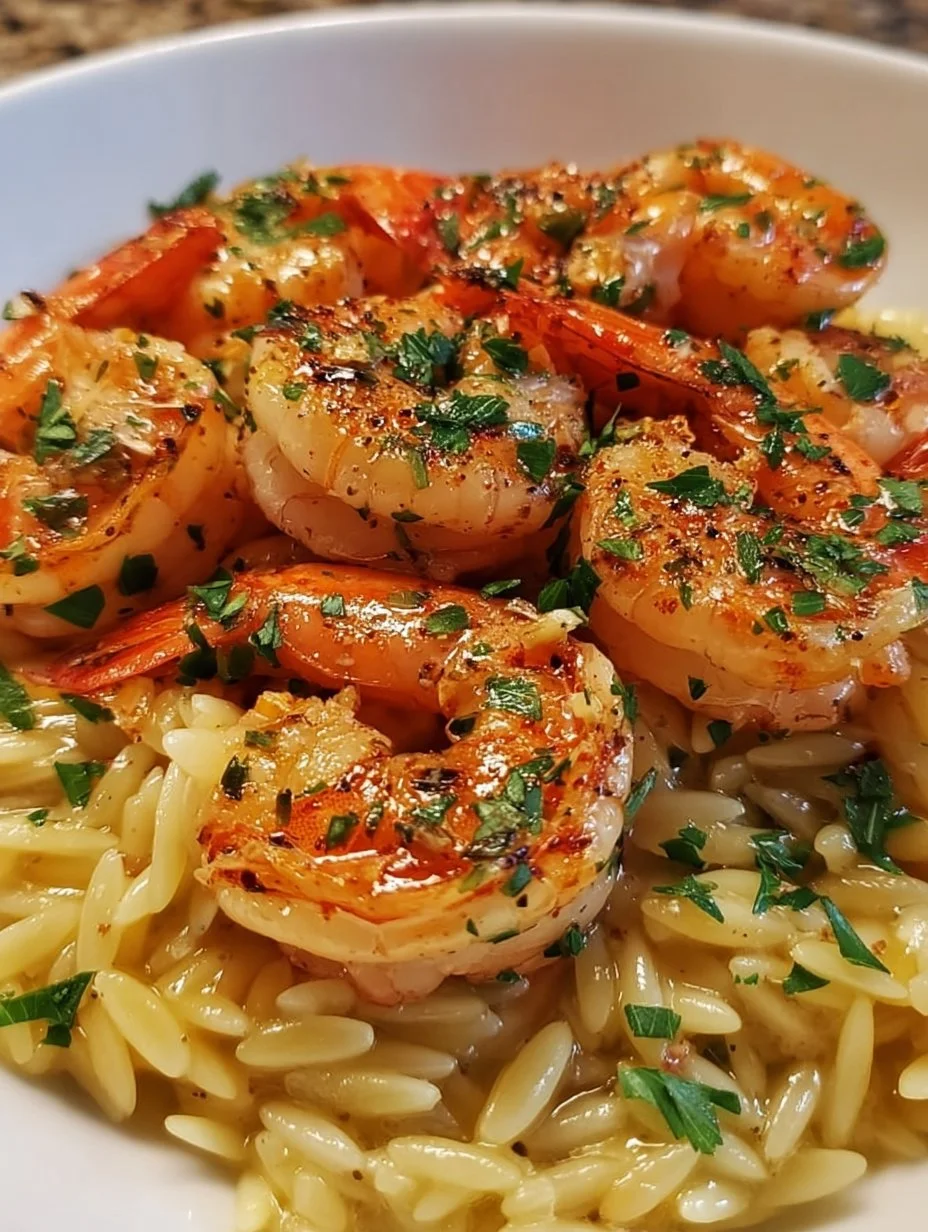 One Pot Garlic Butter Shrimp and Orzo