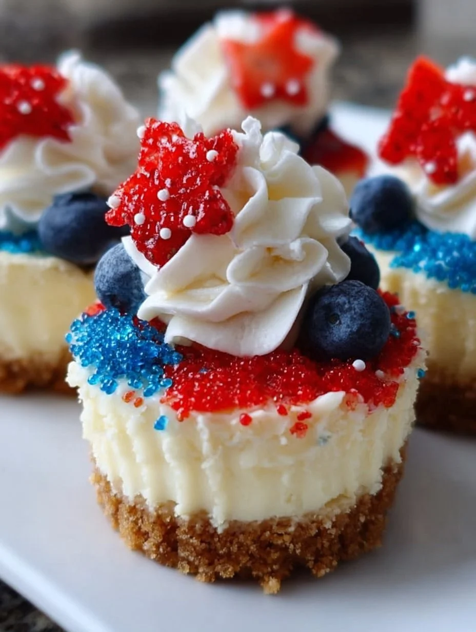 Red, White and Blue Mini Cheesecakes