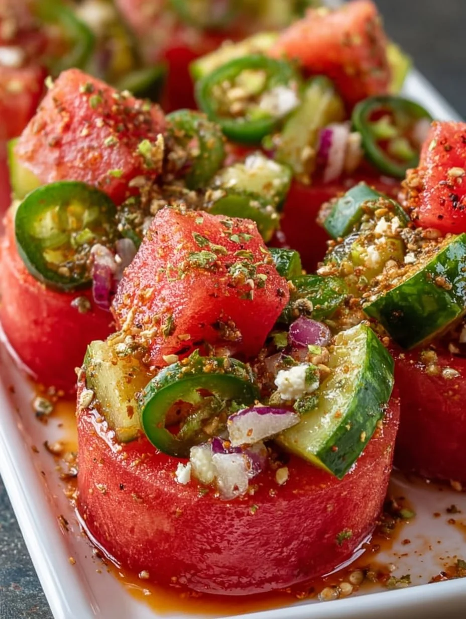 Watermelon Tajín Pickle Crunch Cups