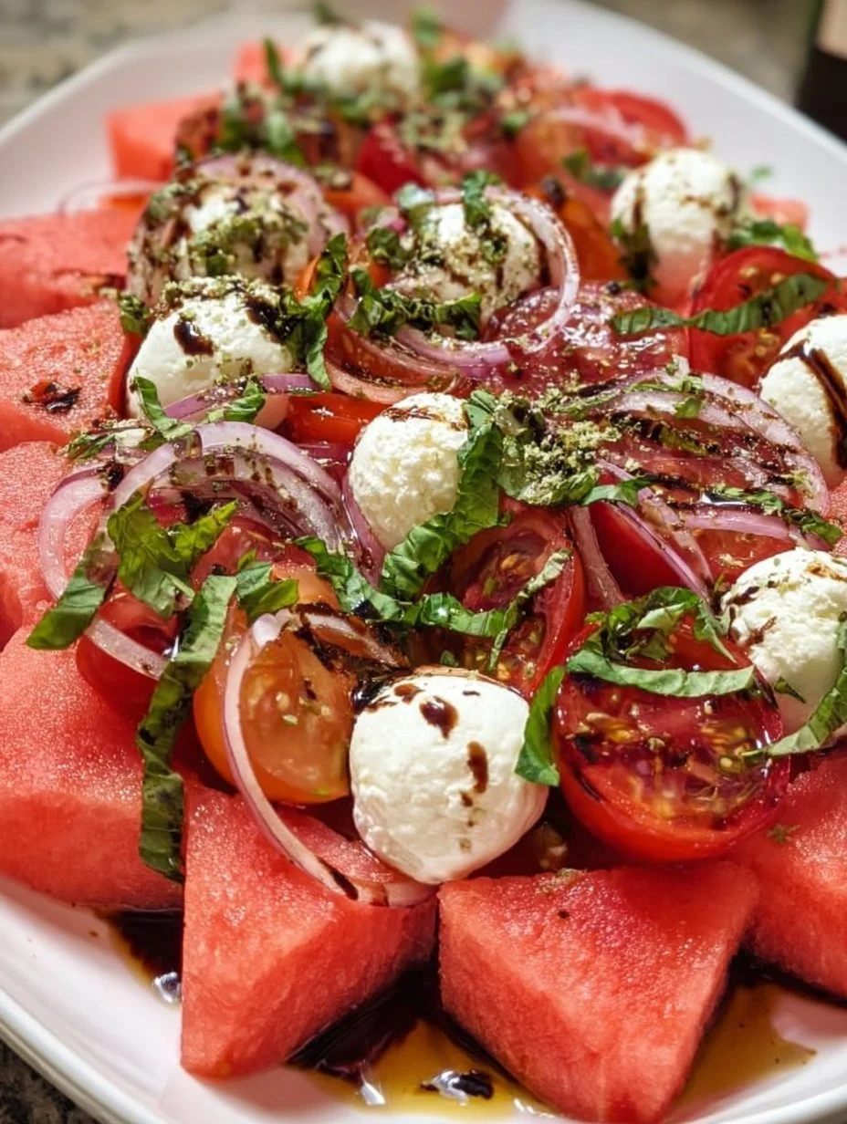 Watermelon Tomato Mozzarella Salad
