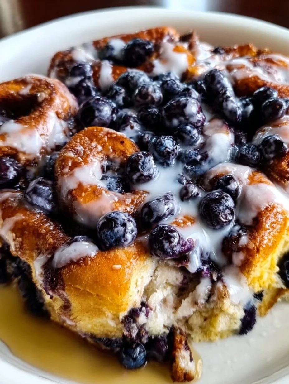 Blueberry Cinnamon Roll Casserole