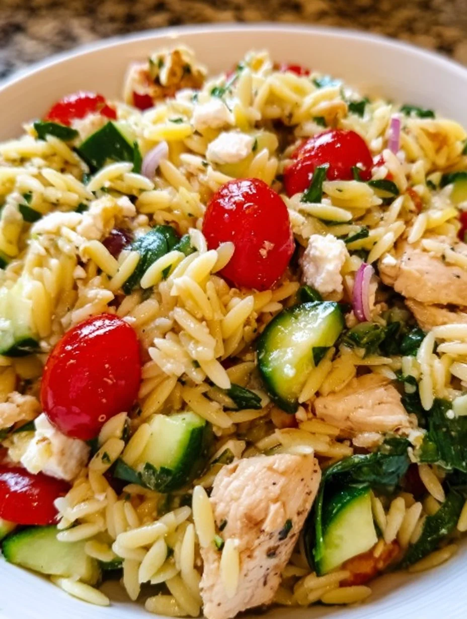 Greek Chicken Orzo Pasta Salad