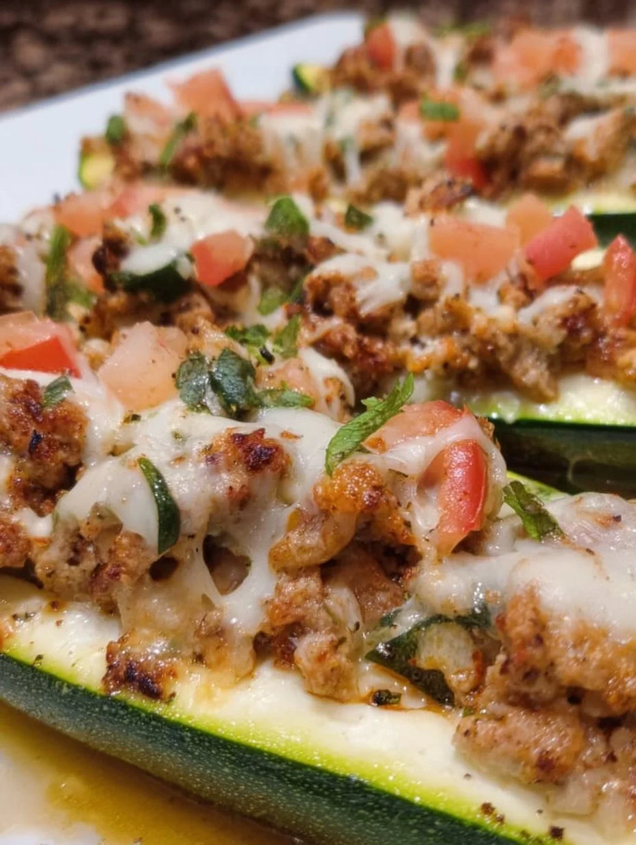 Ground Turkey Stuffed Zucchini Boats